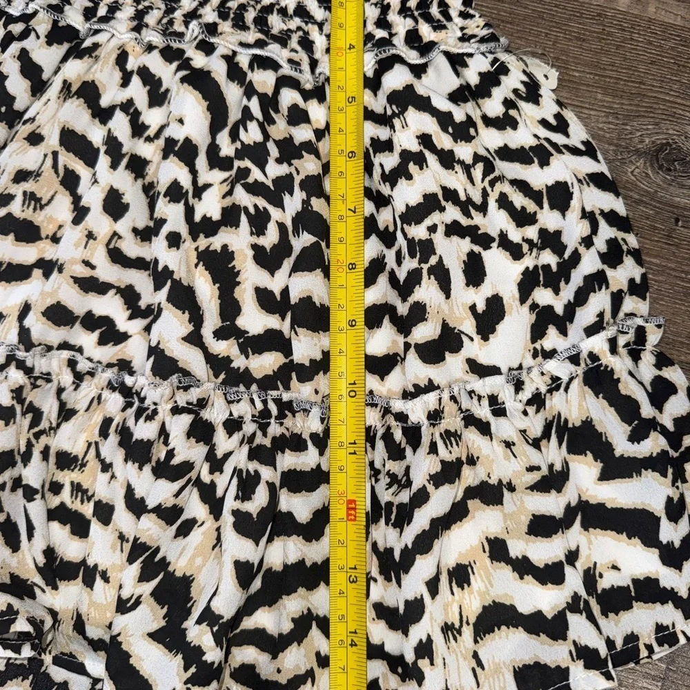 Altar’d State Animal Print Tiered Ruffle Smocked Waist Mini Skirt Small Boho